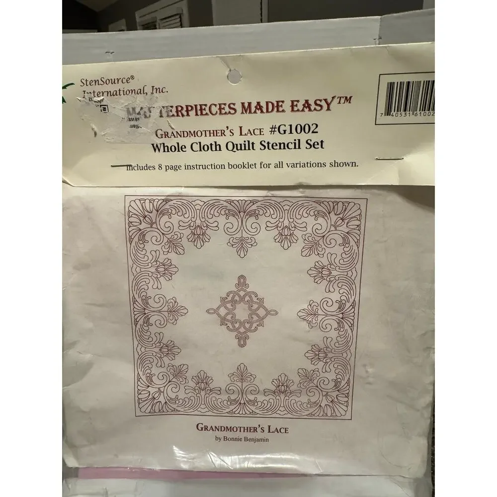 Vintage Grandmother’s Lace G1002 Whole Cloth Quilt Stencil Set New Sealed